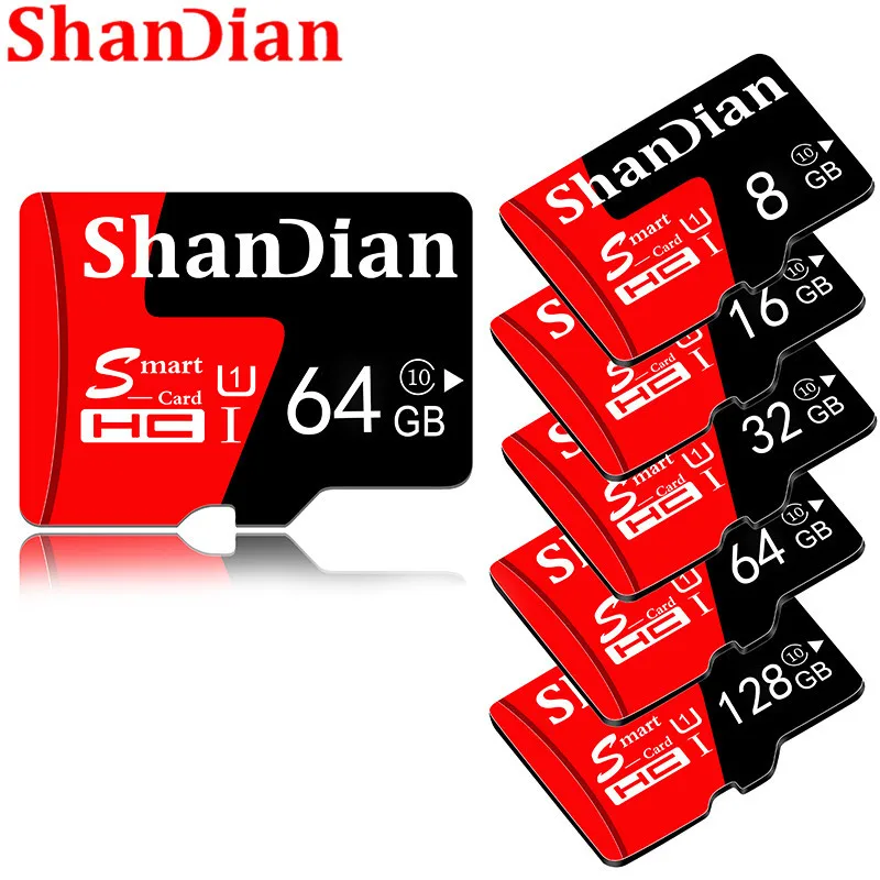 Карта памяти ShanDian класса 10 8 ГБ 16 32 карта micro sd 64 Гб 128 microsd мини TF 4 флэш накопитель с