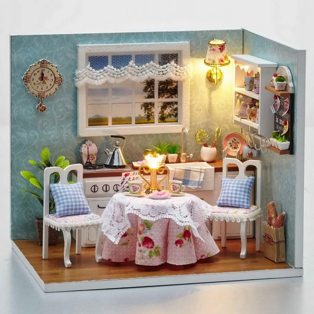 DIY Doll House Toy Creative Gift Smart House New Happiness LED Lights Birthday Gift