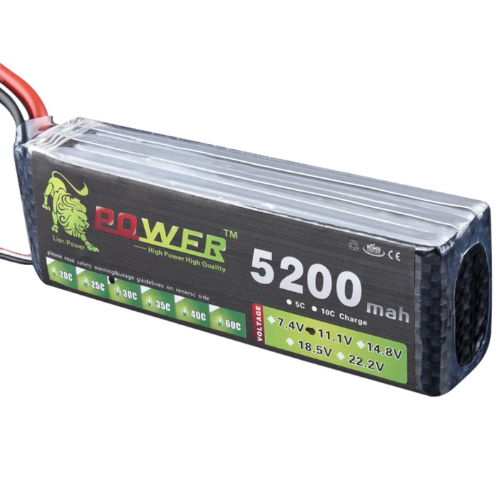 

Lion Power Lipo 11.1v 5200mah 30C - 40C 3S1P Battery 156A Continuous discharge