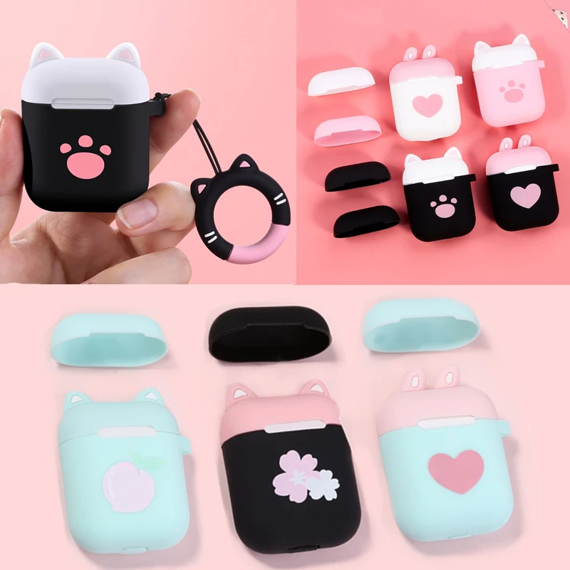 

Cute Cat Claw Lovely Heart Soft Silicone Shockproof Cover Protective Case Skin Shell For AirPods Charging Box Girls candy color