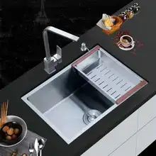 Кухонная раковина 304 из нержавеющей стали одноразовые раковины мытье посуды под креплением ручной работы матовый Бесшовный