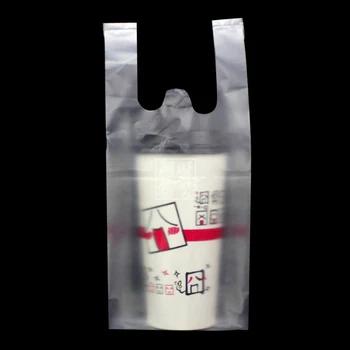 

1300Pcs/lot Clear Plastic Embossed Glossy Beverage One Cup Package Bag Sundries Food Carrier Pouch Coffee Cup Taking Out Pouches