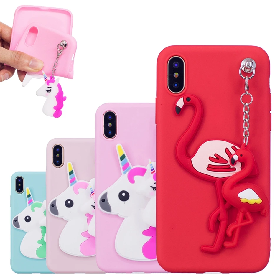 

3D shield For iPhone 6 7 8 plus Case Panda Unicorn flamingo Ornaments Soft Phone shell 5S SE Coque X