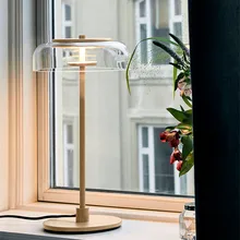 Скандинавский дизайн, лаконичная стеклянная прикроватная настольная лампа, креативная художественная чаша для спальни, кабинета, гостиничного номера, настольная лампа