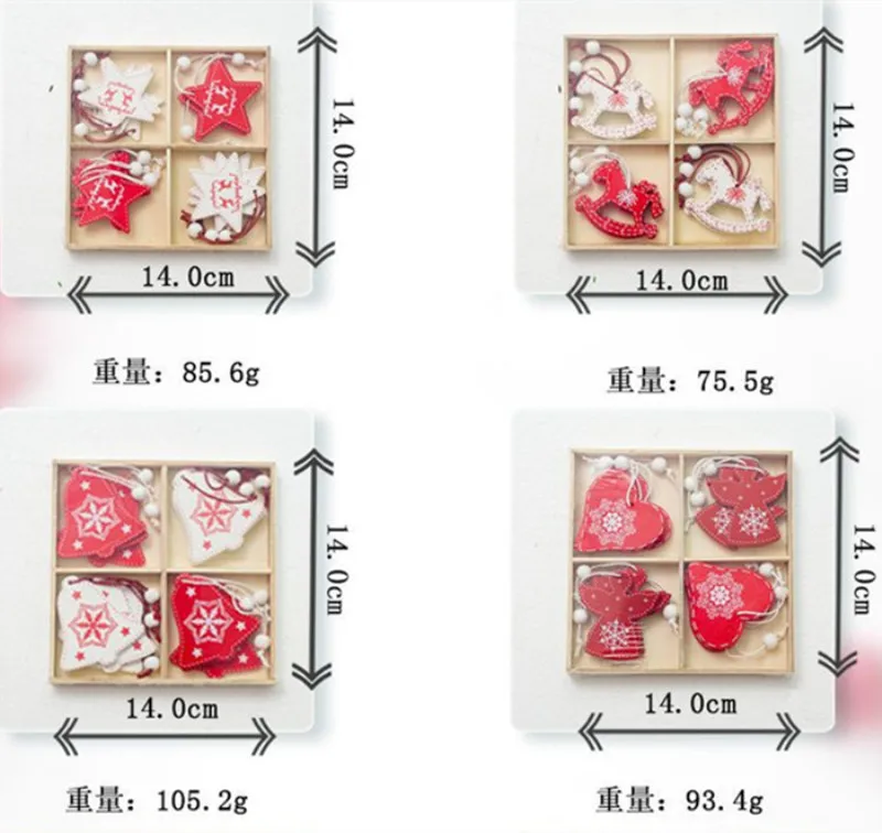 ETya 12 шт. красные рождественские деревянные подарки любовь, сердце, звезды, дерево, колокольчик, подвесные знаки, рождественская елка, Декор для дома, бара, магазина