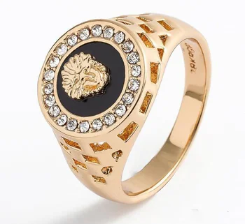 

brand new high quality CZ diamond superhero mens rings gold filled fashion figure ring black