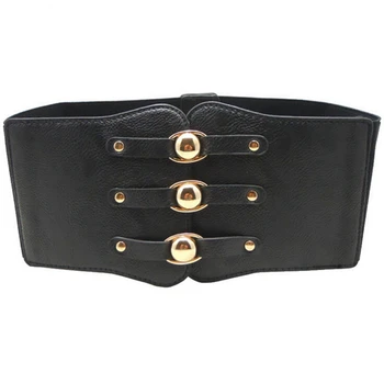

Fashion Women PU Corset Belt Women Super Wide Elastic Waist Belts Cinch Stretch Waistband Strap Red Black Color