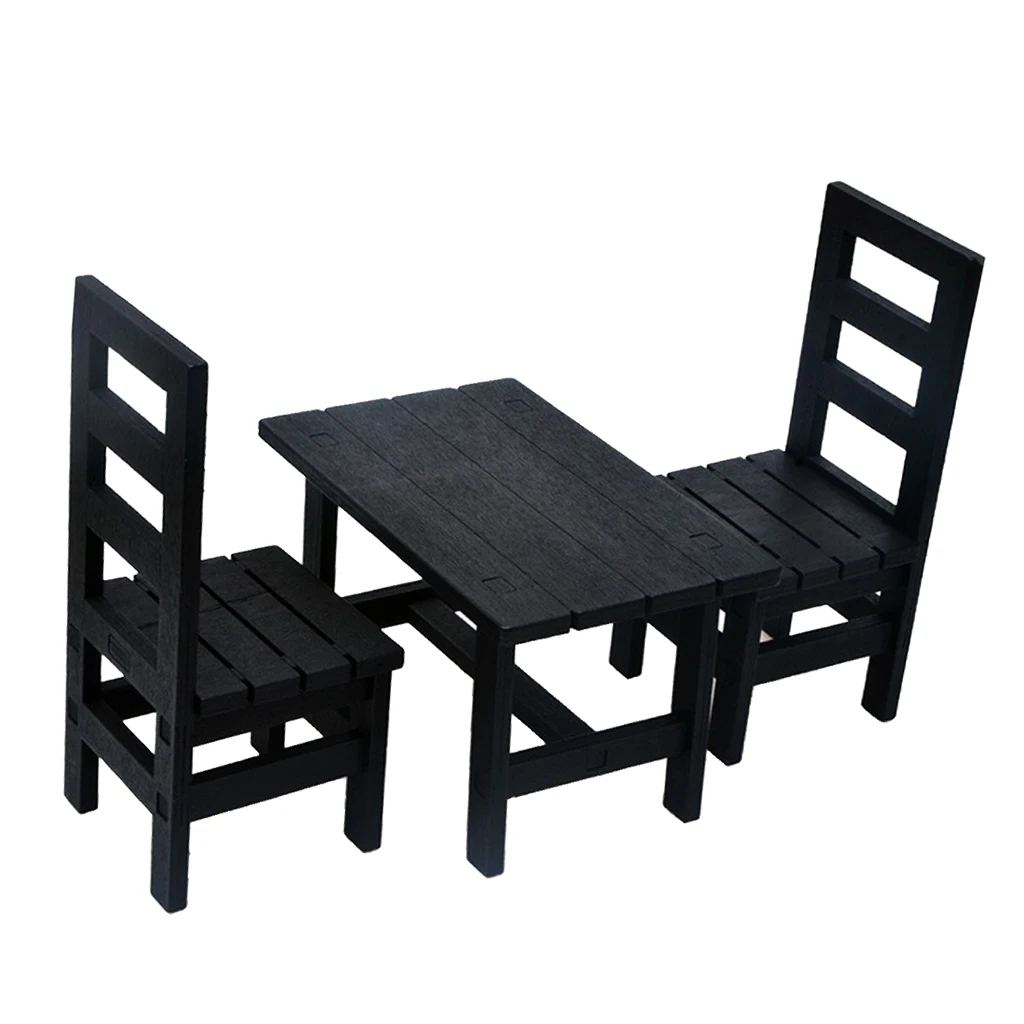 1/6 Miniature Dollhouse Mini Oblong Dining Room Table Chairs Set Kitchen Furniture Accessories