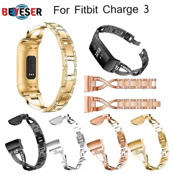 

for Fitbit Charge 3 New Fashion Luxury Watch Band Metal Bracelets Replacement Adjustable Straps Crystal For Fitbit Charge 3