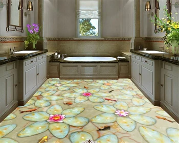 

beibehang 2019 new three-dimensional decorative painting personality wallpaper pebble carp lotus dreamy interior floor wallpaper