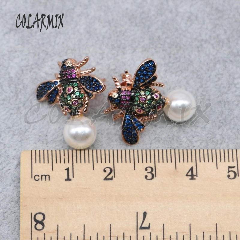 3 пары модные милые крошечные серьги Bugs & pearls ювелирные изделия подарок для леди