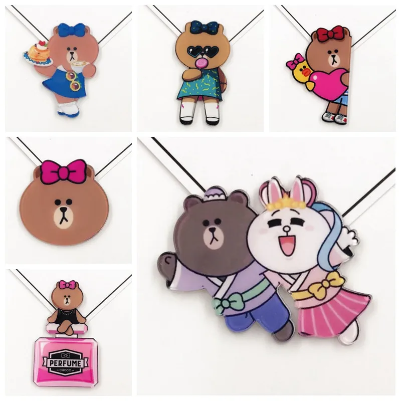 

1PCS Cheap Exquisite acrylic Japan and Korea Cartoon Pin Brown bear Connie Rabbit Flying to the moon Brooches wholesale badges