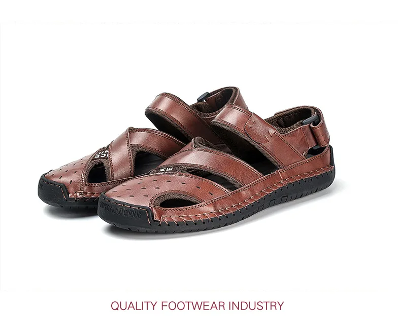 Мужские сандалии из натуральной кожи; римская уличная модная пляжная Повседневная Мужская Летняя обувь;# BYA7805