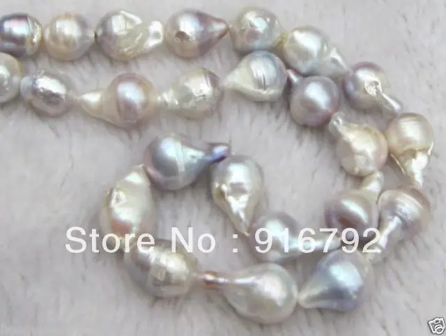 

free shipping >>>>>14-17mm Australian South Sea Iridescent Keshi Baroque Pearl 17-18" Necklace