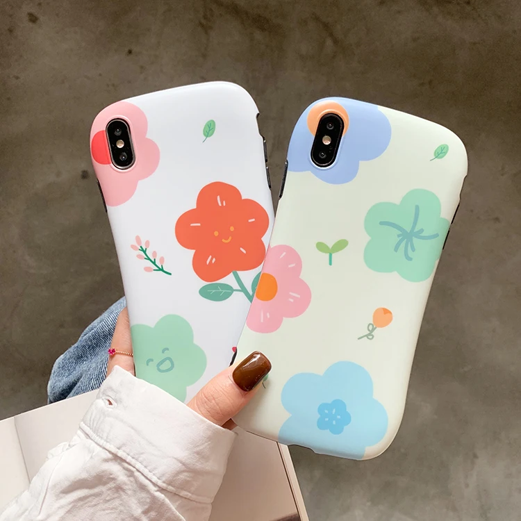 

For Small fresh flowers illustration 7/8plus Apple X/XR mobile phone shell iphonexs max/6s small waist soft cover