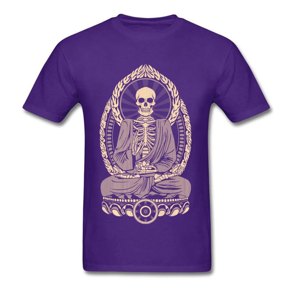 Short Sleeve Tops Shirt Round Neck Cotton Student Top T-shirts Starving Buddha Skeleton Aged Geek Tee-Shirts Family Starving Buddha Skeleton Aged purple