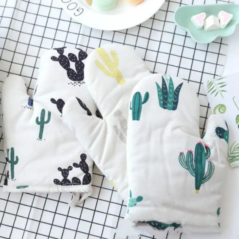 

1Pcs Cotton Heatproof Oven Glove Kitchen Mitten Cooking Microwave Oven Non-slip Thickening Glove Kitchen Supplies