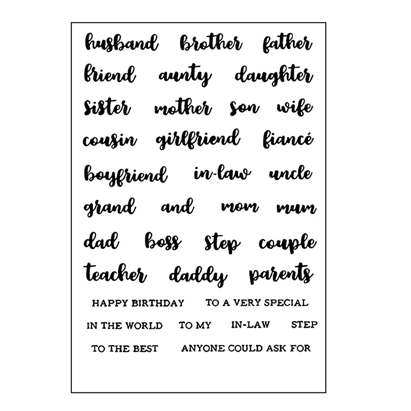 

Family Members Name Silicone Clear Stamps/Seal For DIY Scrapbooking Decorative Card Making Craft Fun Decoration Supplies