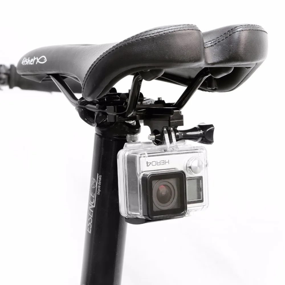 Aluminum GoPro Accessories Bicycle Saddle Rail Seat Lock Mount For Go pro Hero 5 4 3+ 2 1 SJ4000 xiaomi yi GP284 Clamp Bike Clip Holder (3)