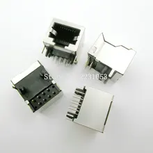 10 pçs/lote por lote rj45 metal 8 pinos fêmea pcb placa de ângulo direito conector jack 8p8c