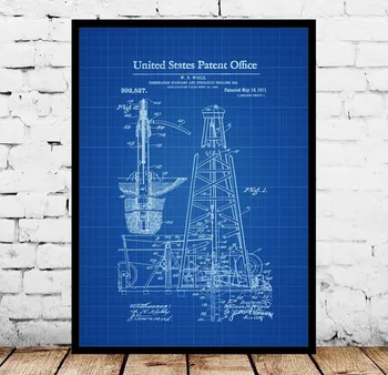 

Drilling Rig Patent 1911 Blueprint Poster