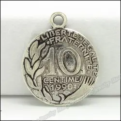 40 шт винтажные Подвески Магнит для монет Антикварные Серебряные Серьги Браслеты Ожерелье DIY изготовление металлических украшений
