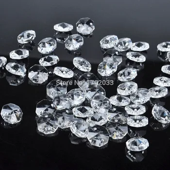 

500PC 14mm Chandelier Parts Octagon Crystal Beads in 2 hole Wedding Ornaments Suncatcher DIY Making Curtain Wedding Home Decor