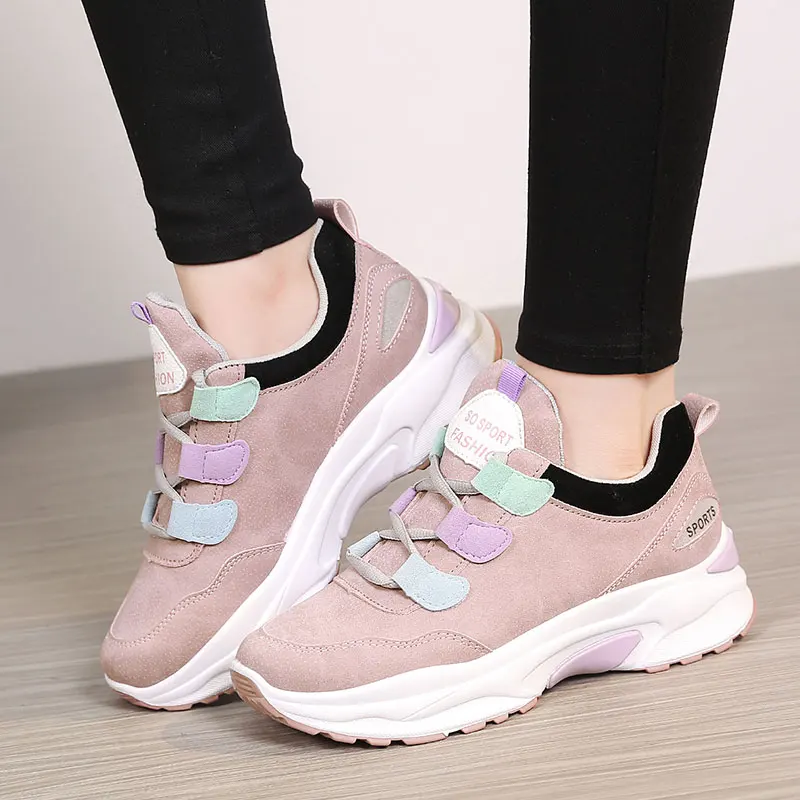 New Platform Sneakers for Women Cute Pink Non Slip Walking Shoes