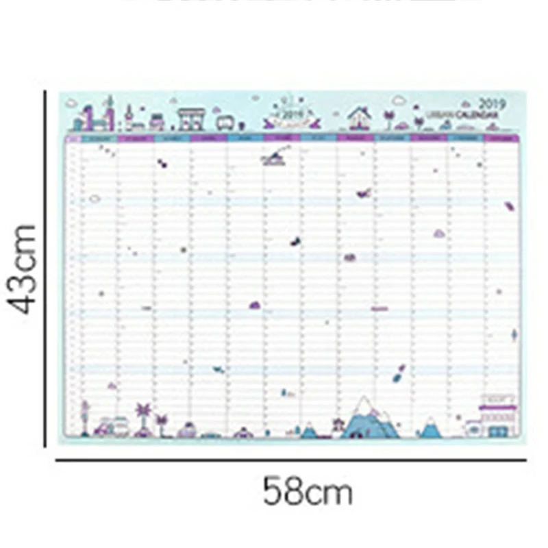 1 шт. 365 дней настенный бумажный календарь офис школа ежедневник заметки очень большой исследование год План расписание 43*58 см