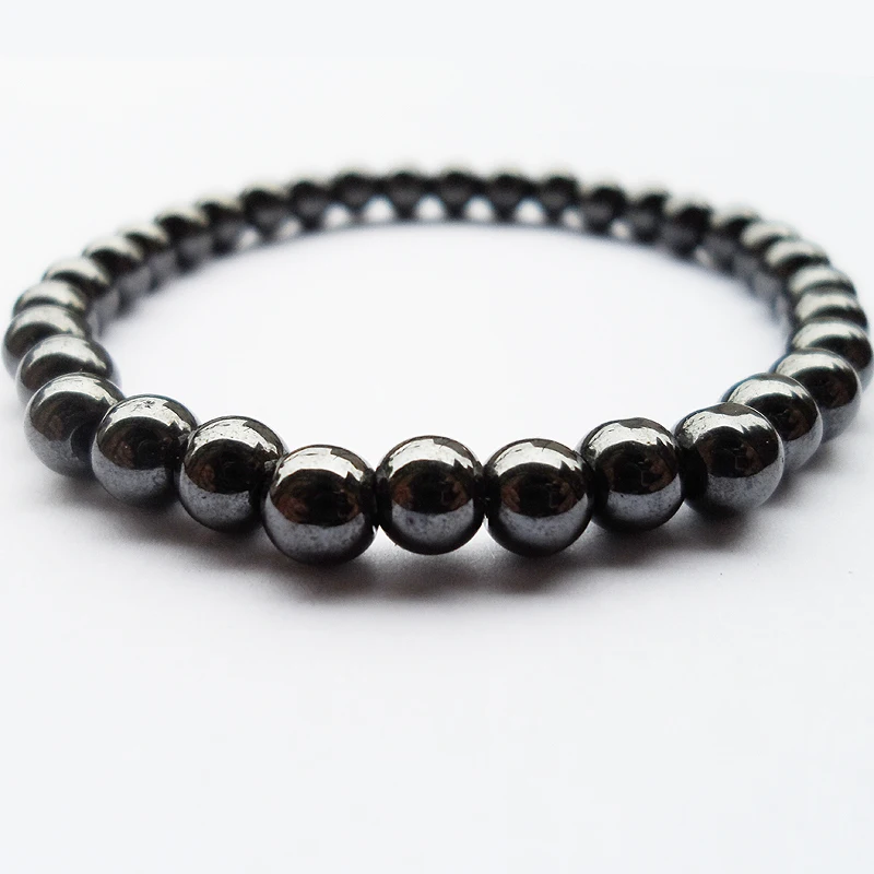 

2019 Nwe Goods 6MM Black gallstone hematite Buddha beads couples health Semi-precious Stone Bracelet Jewelry