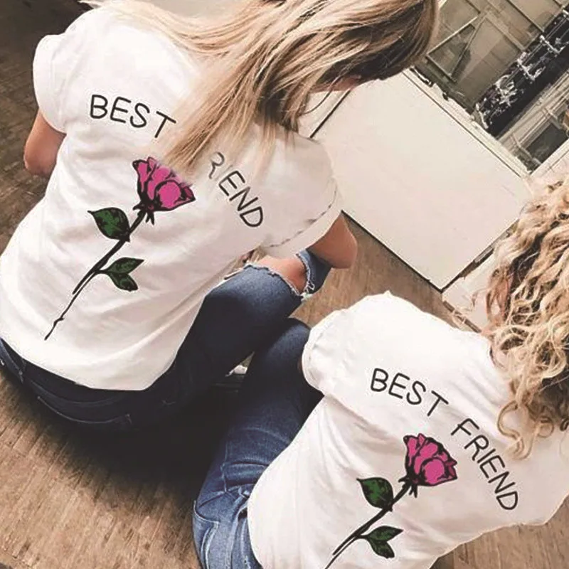 Футболка с надписью Best Friends Женская розовая красная желтая футболка принтом в