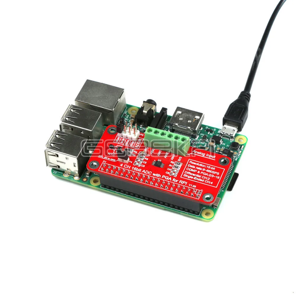 GeeekPi Raspberry Pi 16 бит I2C ADS1115 ADC модуль 4 канала для 3/2 Модель B|channel| |