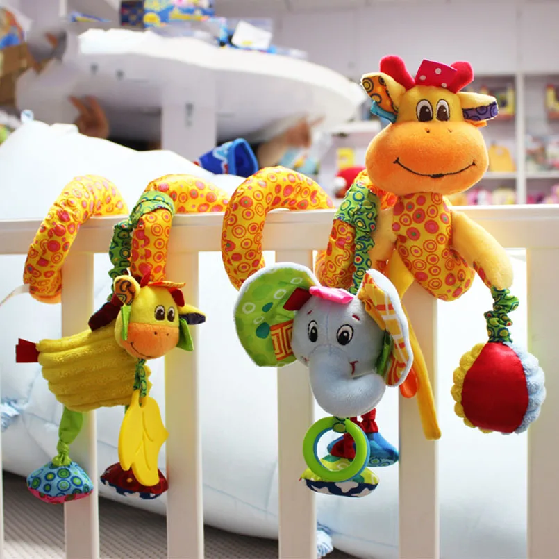 Развивающие игрушки для малышей Детские плюшевые животные погремушка Мобильная детская коляска кровать кроватка спиральные Висячие Игрушки для детей от 0 до 12 месяцев - Цвет: E02901