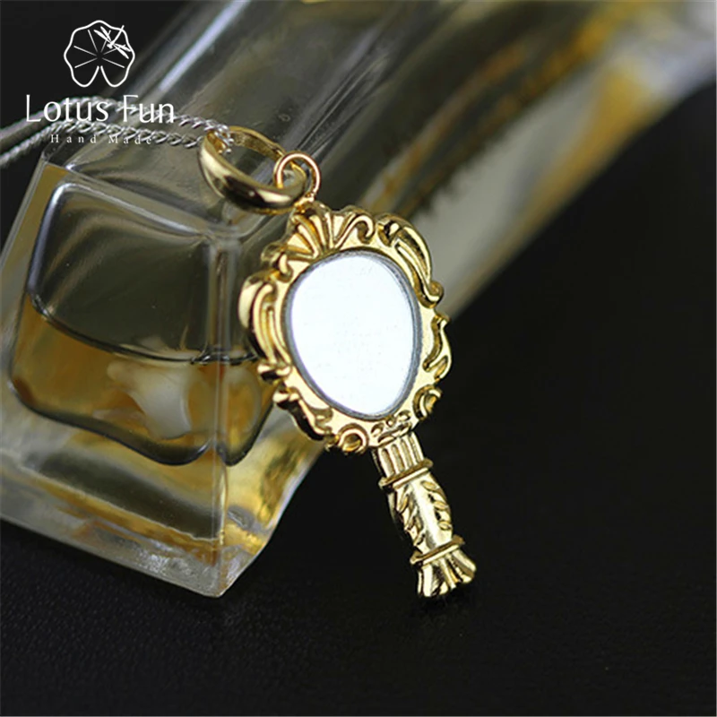 

Lotus Fun Real 925 Sterling Silver Handmade Fine Jewelry Magic Mirror Design Pendant without Necklace Acessorios for Women