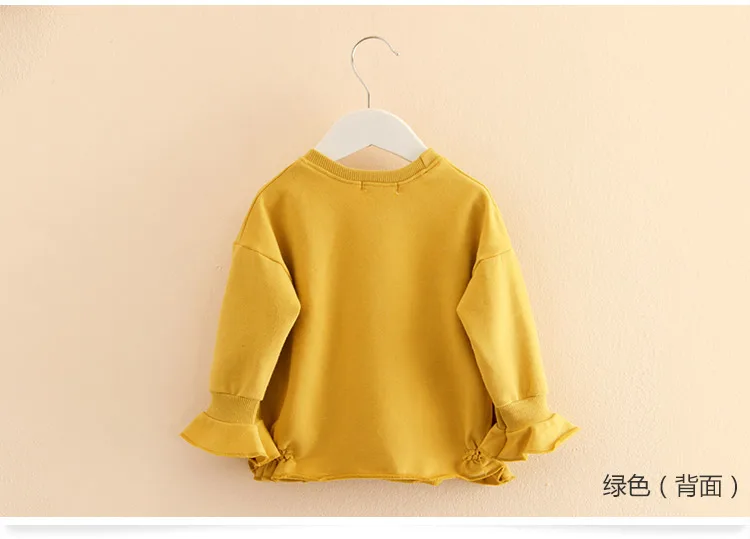 Autumn Spring Fashion Cute 2 3 4 5 6 7 8 9 10 Years Children Flower Letter Flare Trumpet Sleeve Kids Baby Girl Sweatshirts