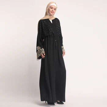 

Muslim Adult diamond beading Robe Musulmane Turkish Dubai Fashion Muslim lace Abaya Dress Arab Worship Service abaya Wq876