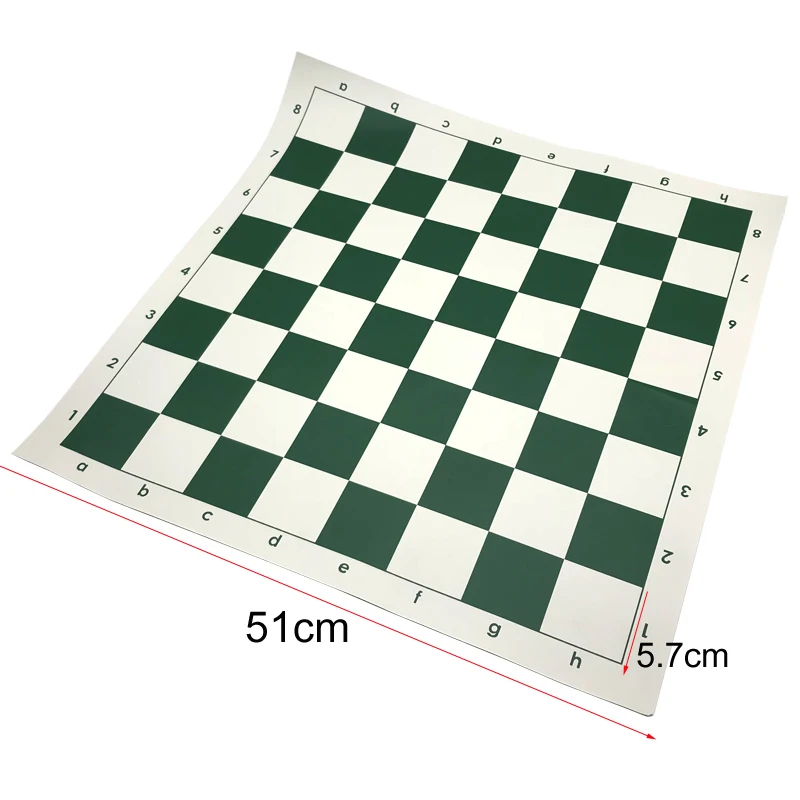 Высококачественный набор шахматной доски 51 см* 51 см зеленый ПВХ материал аксессуары для игры в шахматы портативные Мягкие Стандартные настольные игры qenueson