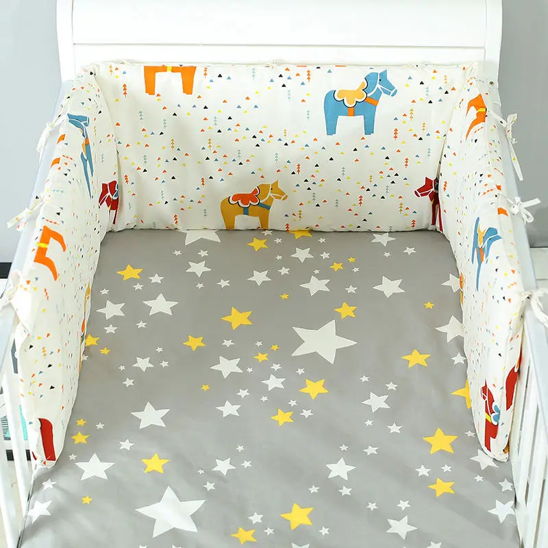 Детская кровать утолщенные бамперы цельная кроватка вокруг подушки защита для кроватки подушки для новорожденных комнаты декор Милый U/L форма хлопок коврик - Цвет: Многоцветный