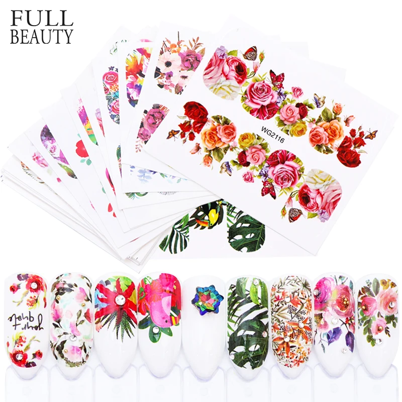 

20pcs Mixed Nail Sticker Flower Slider Set Cartoon Animal Designs Water Wraps Decals Foils Manicure Nails Art Tips Decor CHWG20
