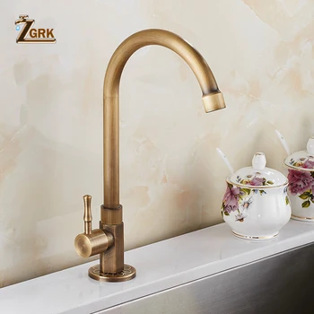

Antique vertical Basin Faucet Copper Antique Style Cooling Only Cold kitchen taps 360 Swivel Water Tap