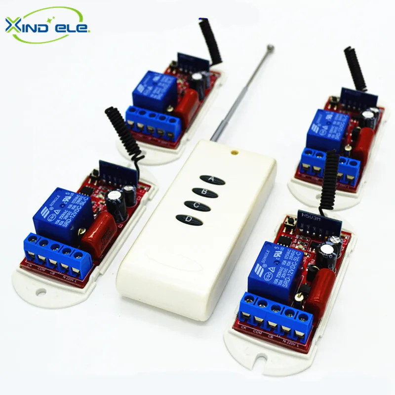 

XIND ELE 4pcs Remote Control Light Switch AC110V-220V 4-key 315mhz Long Distance Transmitter #RF220-1L-315-4+LR4#