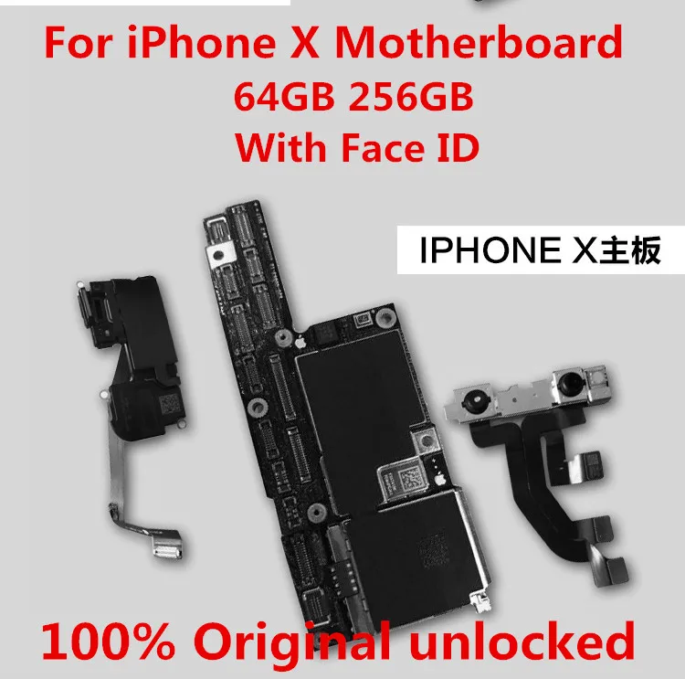 Материнская плата для iPhone X разблокирована 100% оригинал материнская iphone x 256 ГБ с