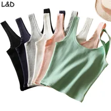 Coreano outono das mulheres curto recortado algodão tanque topos novo 2021 outono moda feminina casual algodão colheita tanques