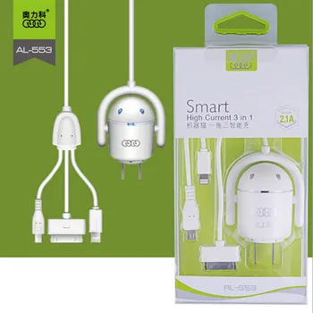 

10pcs/lot [3 USB Ports Cable] Quick Charge 2.1A Fast Mobile Phone USB Charger For Samsung S5 S6 LG With Micro USB Cable 3 in 1