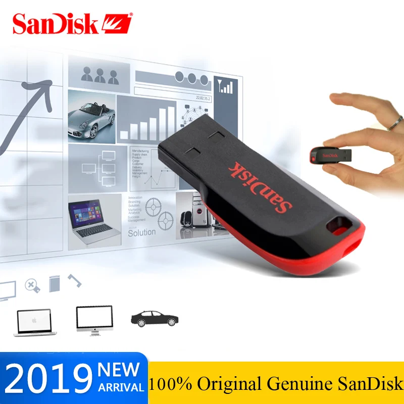 SanDisk CRUZER BLADE USB флеш-накопитель CZ50 USB 2,0 8 ГБ 16 ГБ 32 ГБ карта памяти USB флеш-накопитель 64 Гб 128 ГБ мини-накопитель флешка