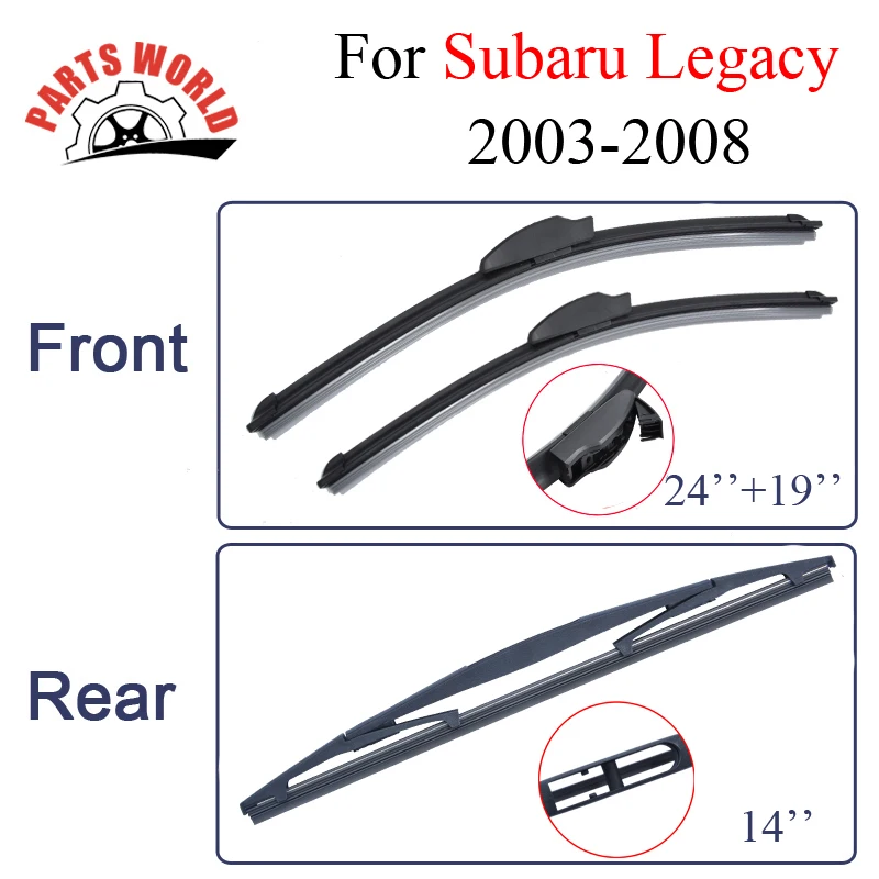 Combo Rubber Windscreen Front And Rear Wiper Blades For Subaru Legacy