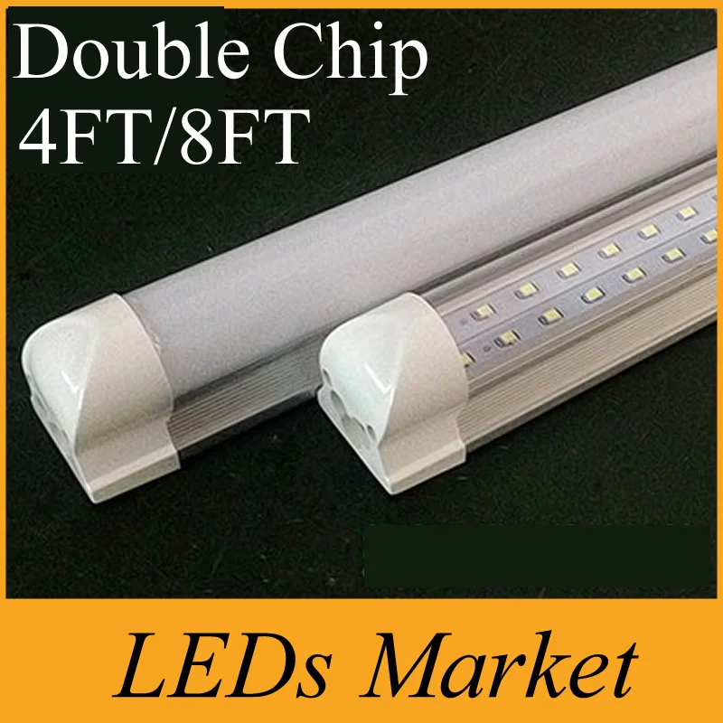 Double Row T8 Integrated Led Tube 4ft 28w 8ft 65w 6200lm SMD2835 led