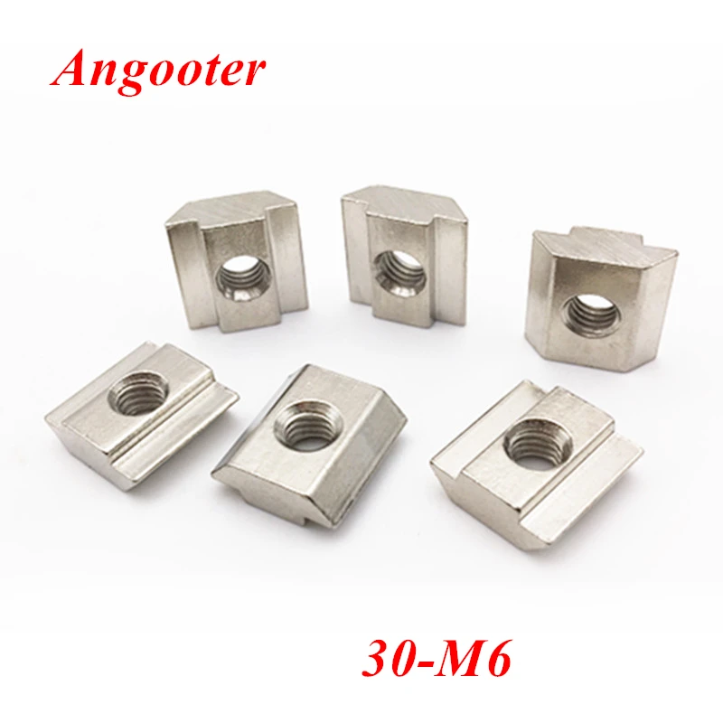 

50pcs 30-M6 T Sliding Nut Slide Square Block Nuts M6 for 3030 series Aluminum Profile Extrusion Connector Groove 8mm