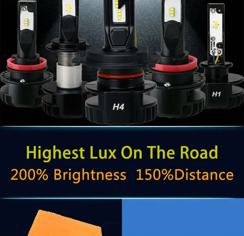 Super Bright DSS V7 H1 H4 9003 H7 H8 H9 H11 H16 9005 9003 HB3 HB2 Led Headlight Bulb Fog 6000K 12V 24v Automobile Headlamp Front Bulb Fanless upgrconversion kit upgrade kit light Source  (2)