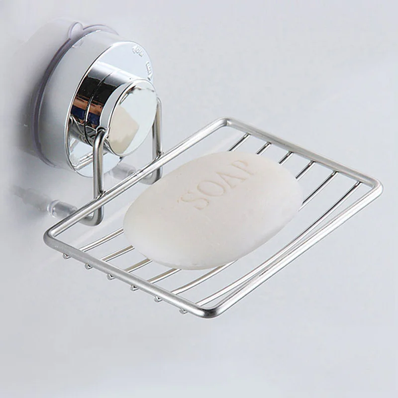 

Super Vacuum Suction Cup Soap Dish Wall Mounted Stainless Steel Soap Holder Bathroom Storage Shelf Holder Bathroom Accessories